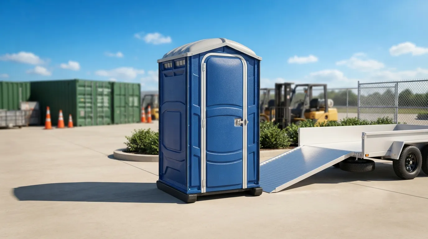Portable restroom units delivered on a Goodyear, AZ work zone